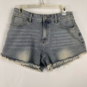 Frayed Hem Women's Jean Shorts, blue B brand